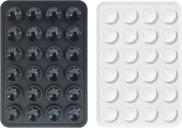 iLamvie Pack de 2 ventouses en Silicone pour Tous Les modèles de téléphones, Support de téléphone antidérapant pour Selfies et vidéos, Mains Libres, Durable et Facile à Utiliser(Noir et Blanc)