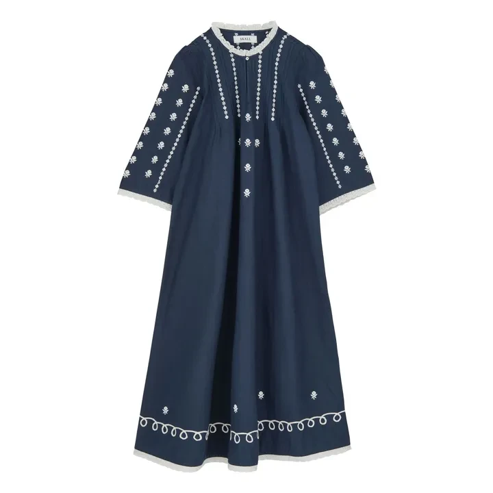 Robe Freya Coton Bio et Lin | Bleu marine