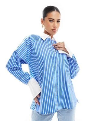 French Connection - Alexis - Chemise rayée en coton - Bleu et blanc  | ASOS