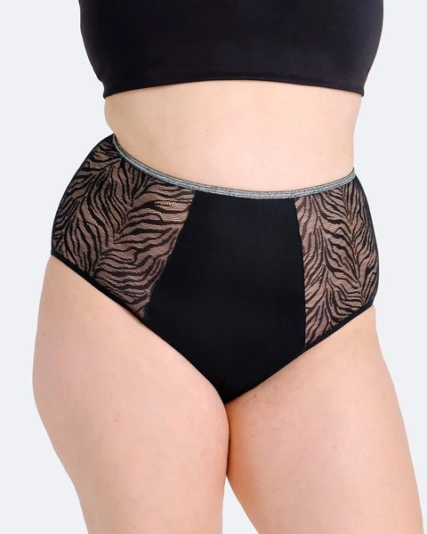 Culotte Menstruelle Taille Haute Zebra Pailletée - Flux Abondant