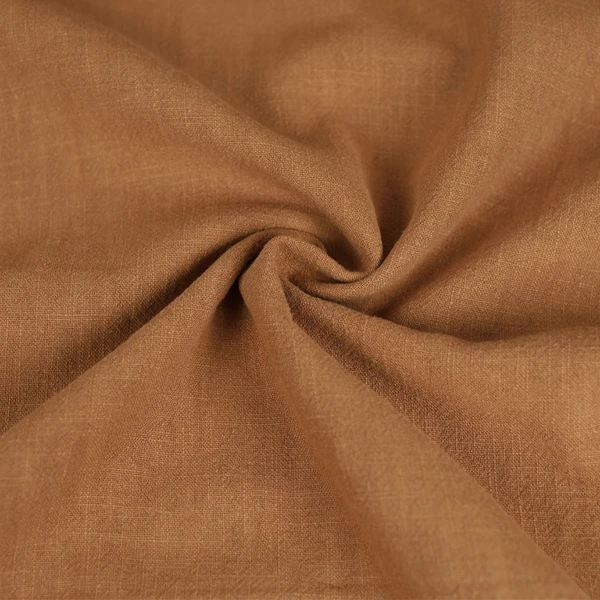 Tissu Celona lin et coton uni - cannelle | Tissu pour couture d'habits en fibres naturelles