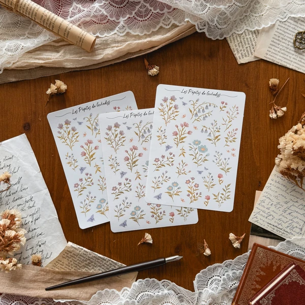 Grande planche de stickers Lectures Printanières - Fleurs