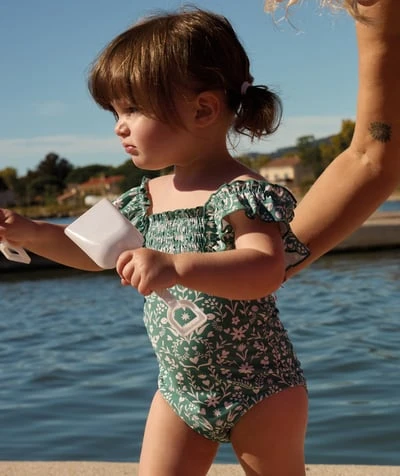Maillot de bain bébé fille imprimé vert