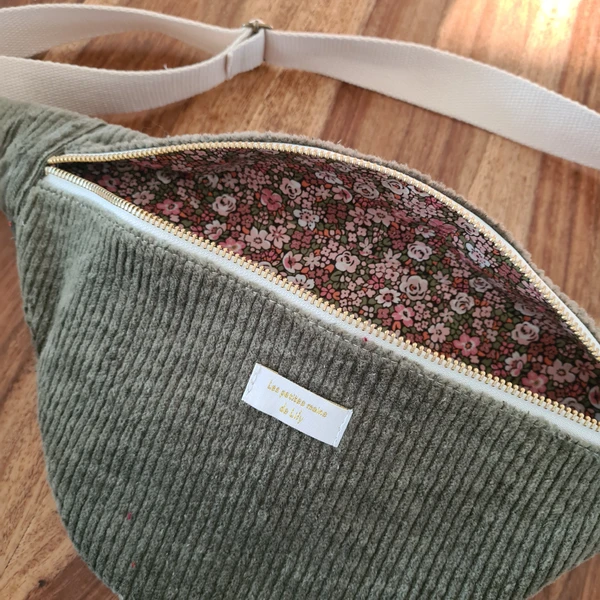 Ribbed velvet belt bag, khaki, beige, ocher, copper, burgundy and Liberty of london