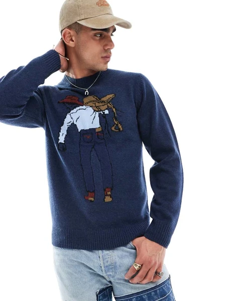 Levi's - Pull en maille intarsia avec motif selle - Bleu marine