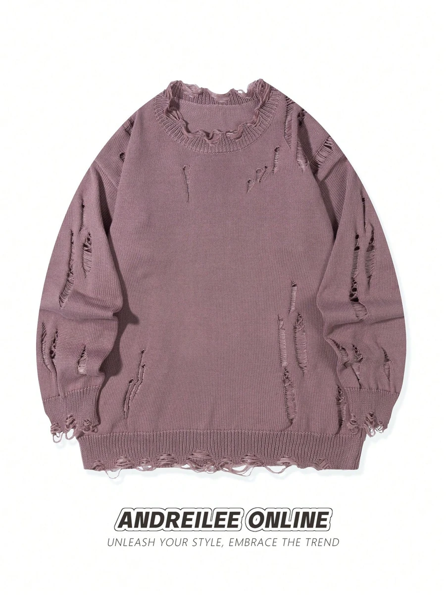 "ANDREILEE HOLLOW HOLE TASSEL SWEATER "
