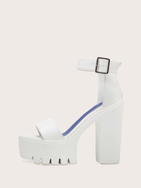 Chaussures à talons épais milimaliste à bride de cheville