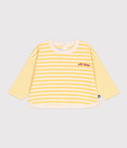 T-shirt bébé en coton à manches longues rayé