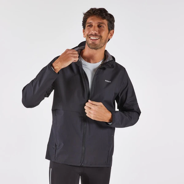 Veste imperméable run 100 homme noire