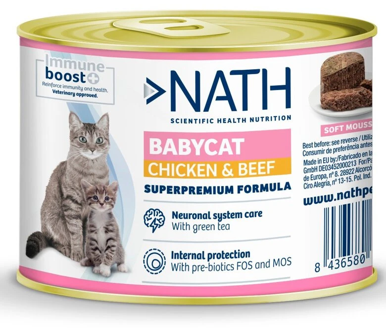 Nath -Patée Kitten au poulet et bœuf pour Chatons moins 4 mois -200g | Animalis