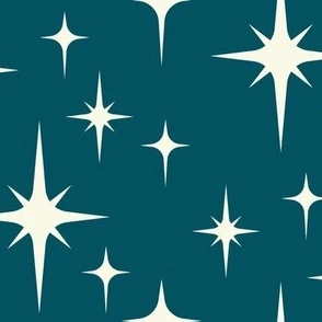 Mid century modern atomic blue Fabric | Spoonflower