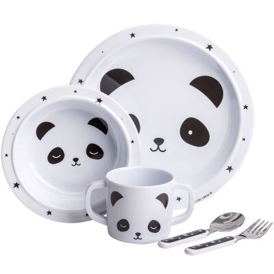 Coffret repas en mélamine panda (5 pièces)