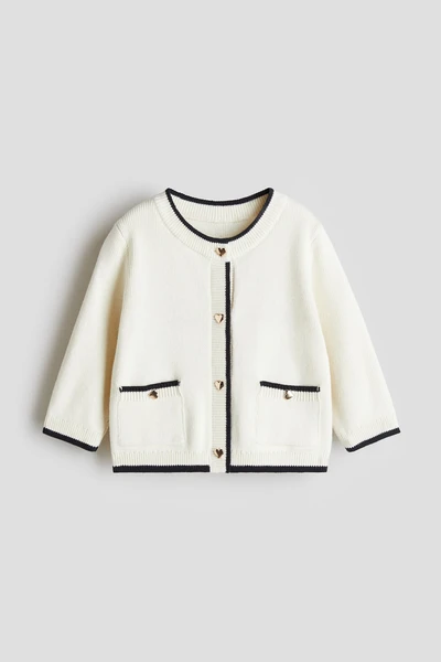 Gilet en maille fine - Crème/noir - ENFANT | H&M FR