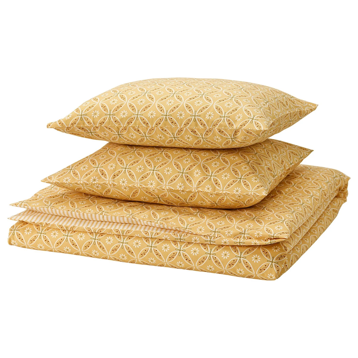 HAMNSENAP Housse de couette et 2 taies - jaune/multicolore 240x220/50x60 cm