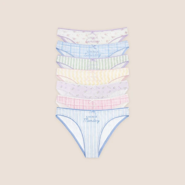 Culottes Days of the Week (pack de 7) - Imprimé Multicolore