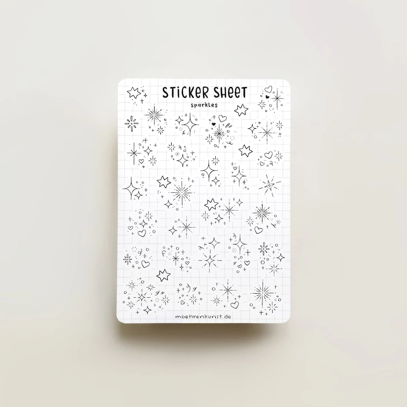 Feuille d'autocollants - Noir scintillant | autocollants de carnet, calendrier, autocollant d'agenda, autocollant de scrapbooking, art cosy,