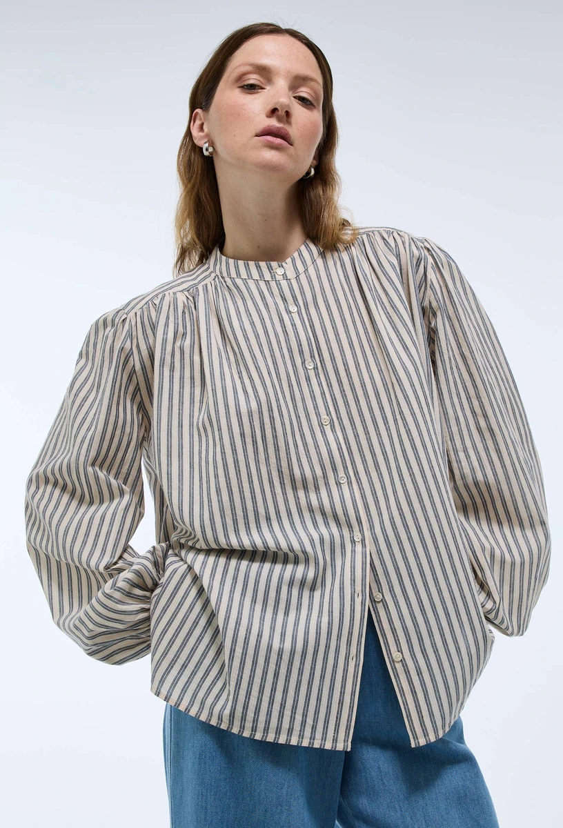 Blouse manches longues rayée en coton BIO GOTS