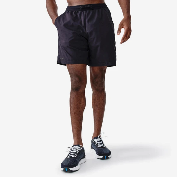 Short de running homme - kiprun run 500 dry bleu noir