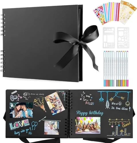 Album Photo Scrapbooking Diy Avec 12 Stylos MéTalliques, 80 Pages Livre Fait à La Main DIY Album, Cadeaux Pour Bebe Enfant Mariage Voyage Festival L'Obtention Du DiplôMe