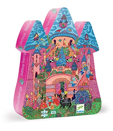 DJECO Puzzle Carton Château Féerique (54 Pièces), Enfants dès 5 ans - Améliorer les Compétences Visuelles et Cognitives, Développe l'Imagination - Pièces Faciles à Attraper - Boîte Décorative