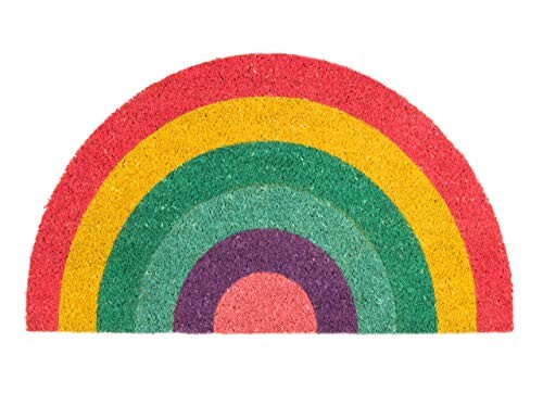 fisura. DM0698 Paillasson Demi-Lune Arc-en-Ciel Multicolore Fibre de Coco et PVC Latex H1,5 x 40 x 70 cm
