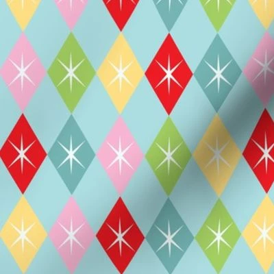 Retro Christmas Harlequin -Granny's Fabric | Spoonflower