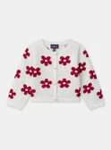 Cardigan blanc à motif fleur rouge Bébé Fille