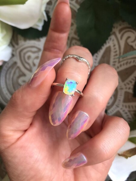 Bague sertie d’une incroyable opale d’Ethiopie / Ethiopian Opal ring sterling silver 925 boho balian style spiritual magic