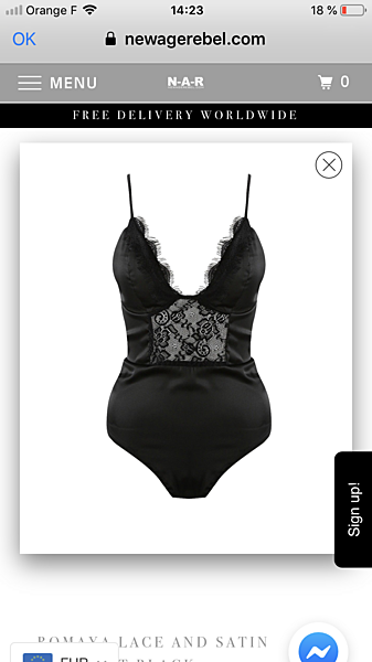 Romaya Lace and Satin Bodysuit Black