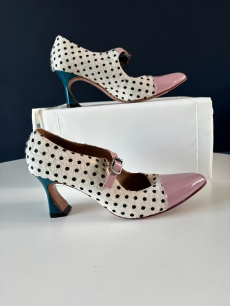 Polka dot heels met rose en teal