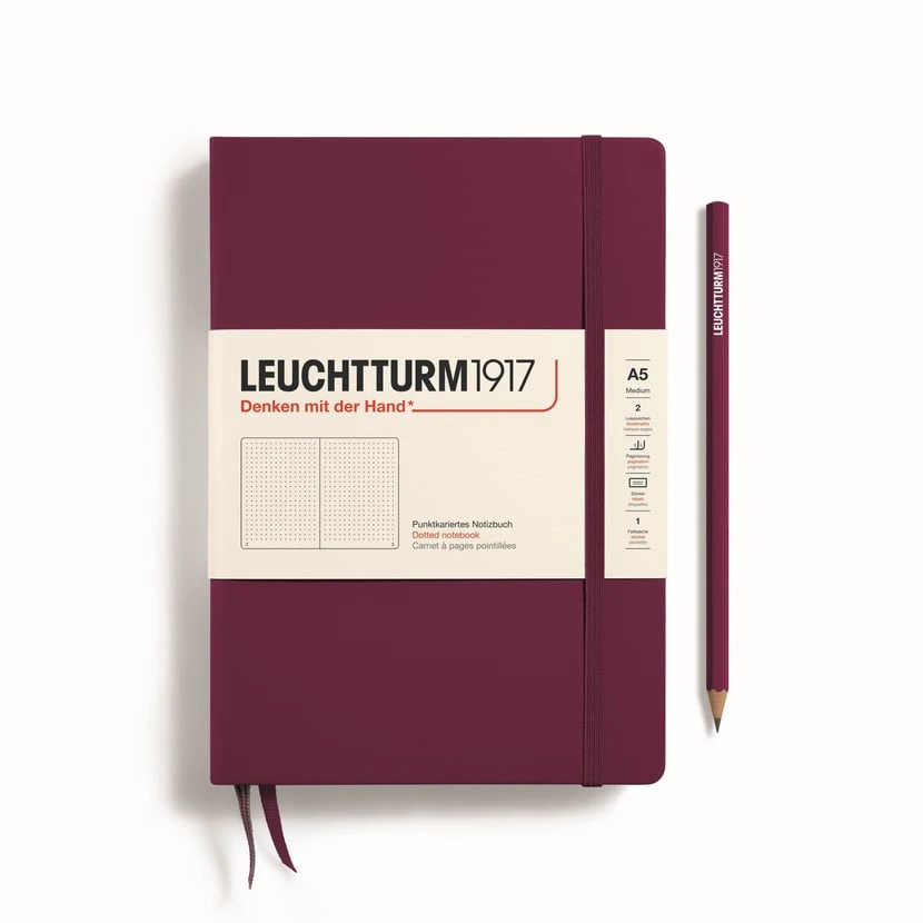 Carnet Leuchtturm1917 - Port Red - A5 14,5 x 21 cm - 251 pages numérotées pointillées