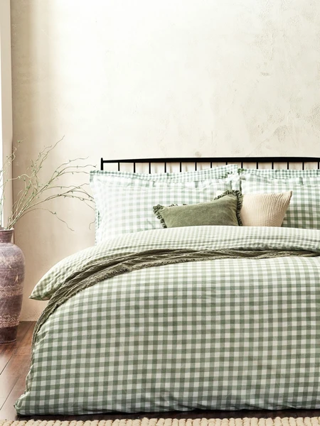 Yard Barton Check 100% Cotton Gingham Style Duvet Cover Set