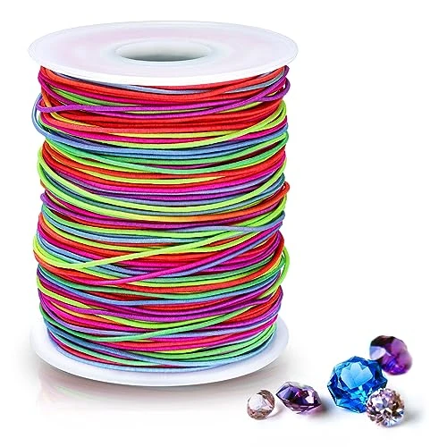 Alyvisun 1mm x 100m Fil pour Bracelet Perle, Fil Elastique pour Bracelet Convient pour Fabrication de Bijoux DIY, Bracelets, Colliers, Artisanat, Ornements (Coloré)