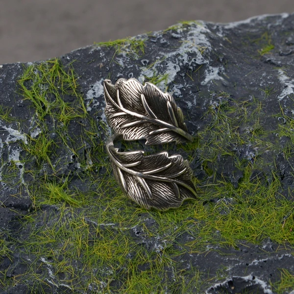 Silver Leaf Ring,Adjustable Leaf Ring,Boho Ring,Nature Dainty Ring,Branch Ring,Feather Ring,Leaf Wrap Ring,Friendship Ring,Nature Jewelry
