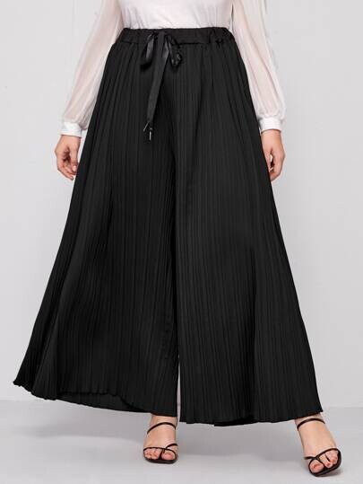 Pantalon ample plissé avec cordon à la taille