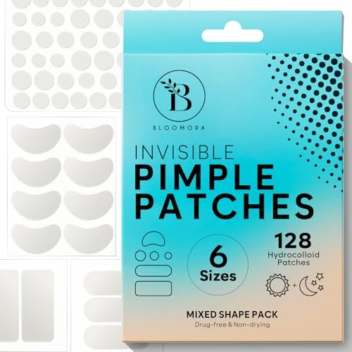Grands Patch Bouton Acne Invisible pour le Visage, Pimple Patch Hydrocolloïde, Traitement de l’Acné pour le Visage, Anti-Bouton, Anti Bouton (6 Tailles, 128 Pièces)