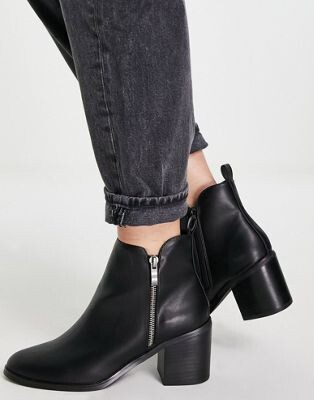 Office - Agent - Bottines style casual à talon carré et fermeture éclair latérale - Noir
