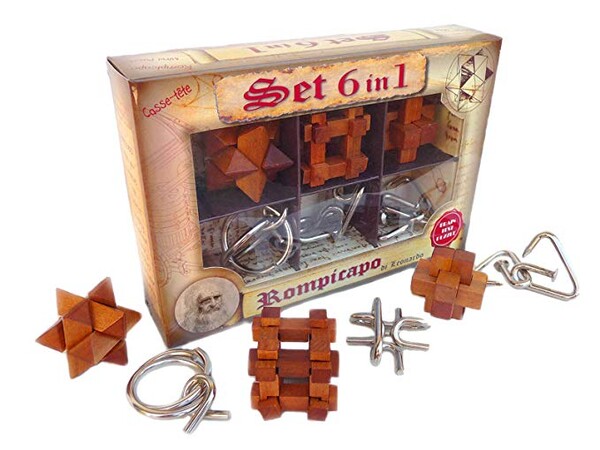 Logica Jeux, Art. Set 6 en 1 - SÉRIE Leonardo - 3 Casse-têtes en Bois + 3 en métal - Difficultés Mixtes: Facile, Moyen, Difficile, EXTRÊME: Amazon.fr: Jeux et Jouets