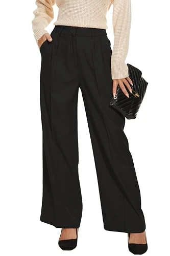 FUNYYZO | Wide Leg Pants Women's High Elastic Waisted in The Back Business Work Trousers Long Straight Suit Pants
