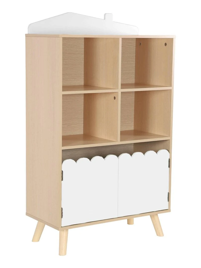 Bibliothèque enfant, 2 portes et 4 étagères Azur