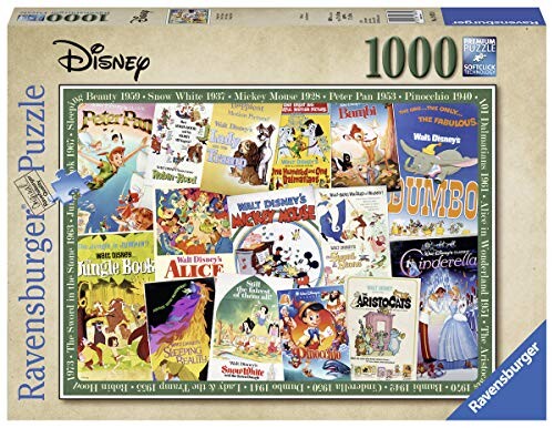 Ravensburger- Puzzle 1000 Pièces Posters Vintage Disney Puzzle Adulte, 4005556198740