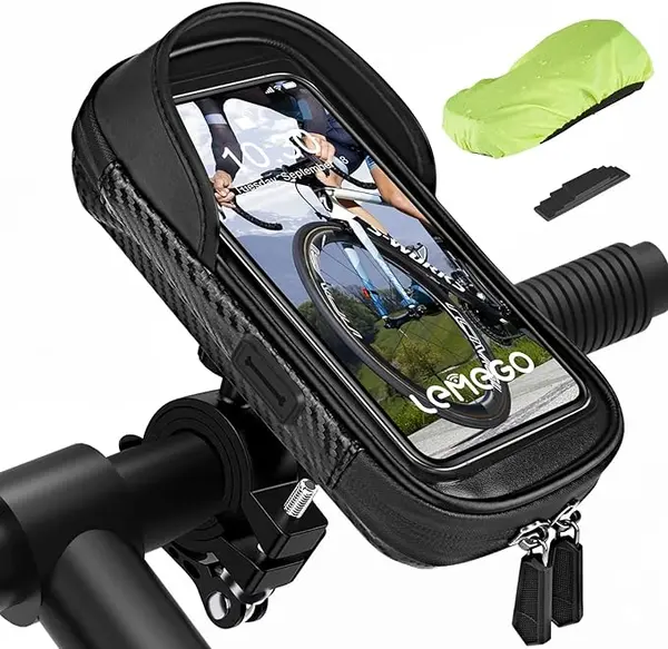 Support Téléphone Vélo Moto Etanche, LEMEGO Sacoche Vélo Guidon Porte Téléphone Vélo VTT Trottinette Electrique Moto avec Housse de Pluie Rotation 360 Ecran Tactile pour Smartphone 7 Pouces