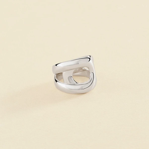 Bague large CURVE - Argenté - Taille 54