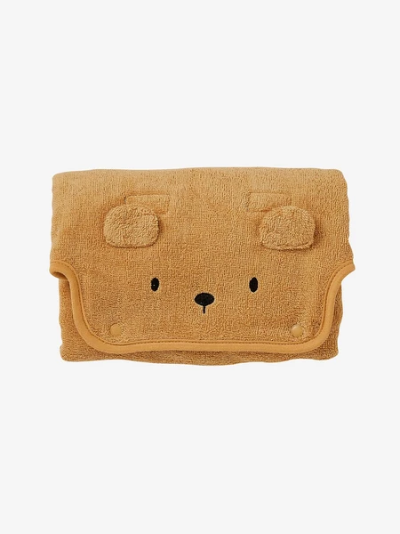 Tapis à langer de voyage en éponge Ourson caramel - Vertbaudet