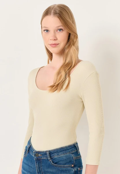 SLIM FIT THREE QUARTER SLEEVE - T-shirt à manches longues - stoned