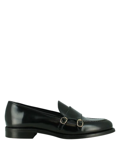 Mocassins à boucles en cuir glacé | Noir