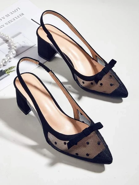 Escarpins à nœud papillon avec tulle à bride arrière