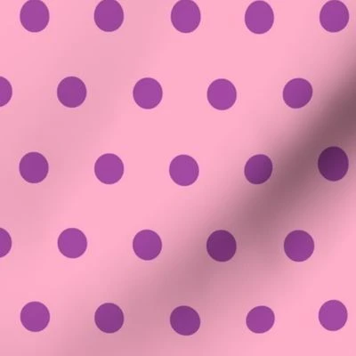 Pink with Purple Polka Dots Fabric | Spoonflower