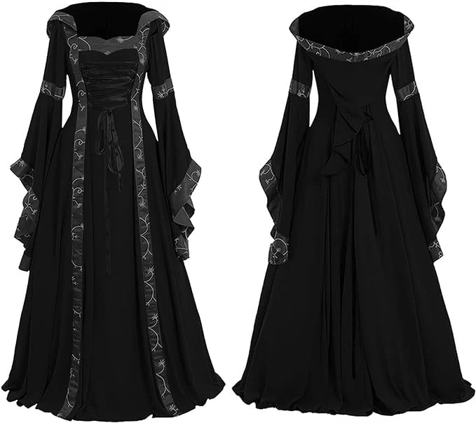 Susenstone Robe Corset Renaissance Robe Traditionnelle Irlandaise pour Femmes sur l'épaule Chemise Robe Victorienne Robe de Bal