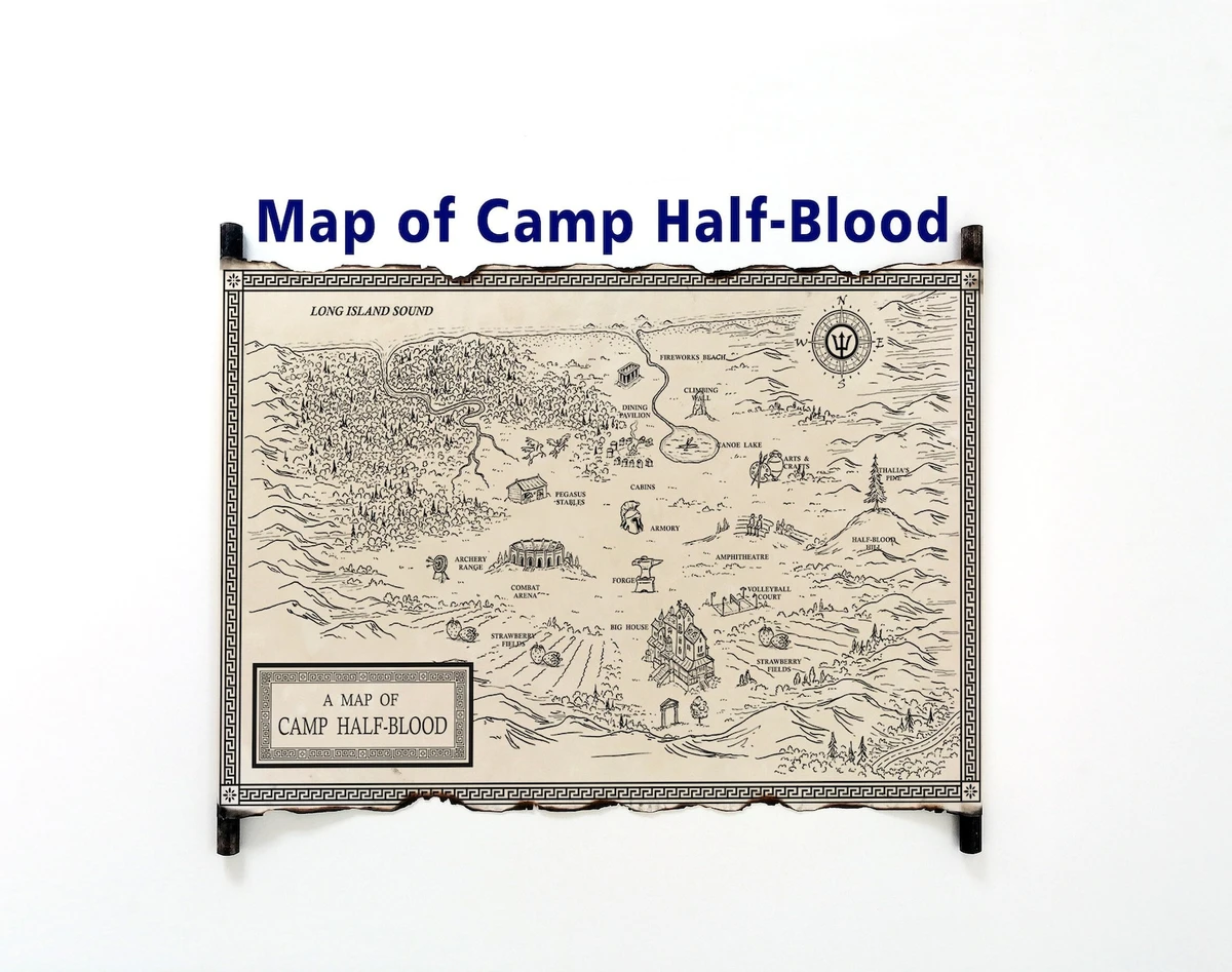 Camp Half-Blood Map HANDMADE SCROLL, Percy Jackson Map, Heroes of Olympus Map, Lightning Thief Map, Fantasy Map, Percy Jackson Gift